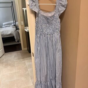 Mud Pie Blue and White Striped Maxi Dress
